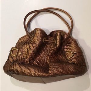 Cole Haan Genevieve Woven Gold Bag